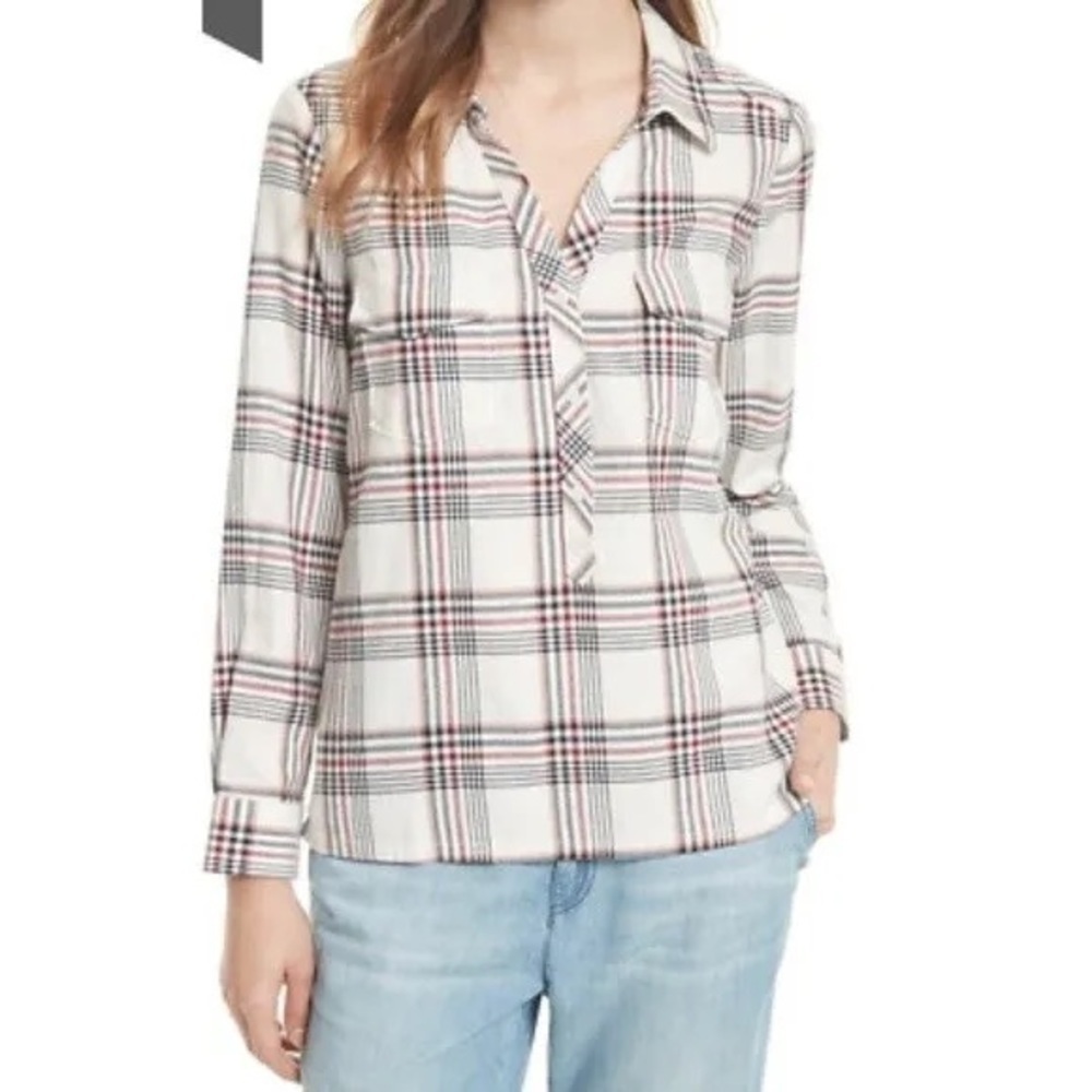 Soft Joie plaid shirt loose fit country western cotton top check farm hiking